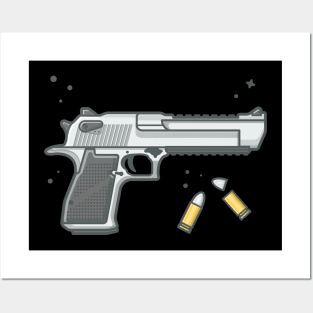 Pistol gun with bullets Posters and Art